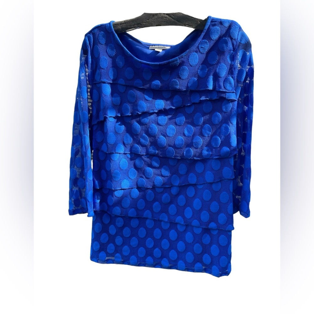 Dana Buchman Blue polka dot with Sheer Overlay